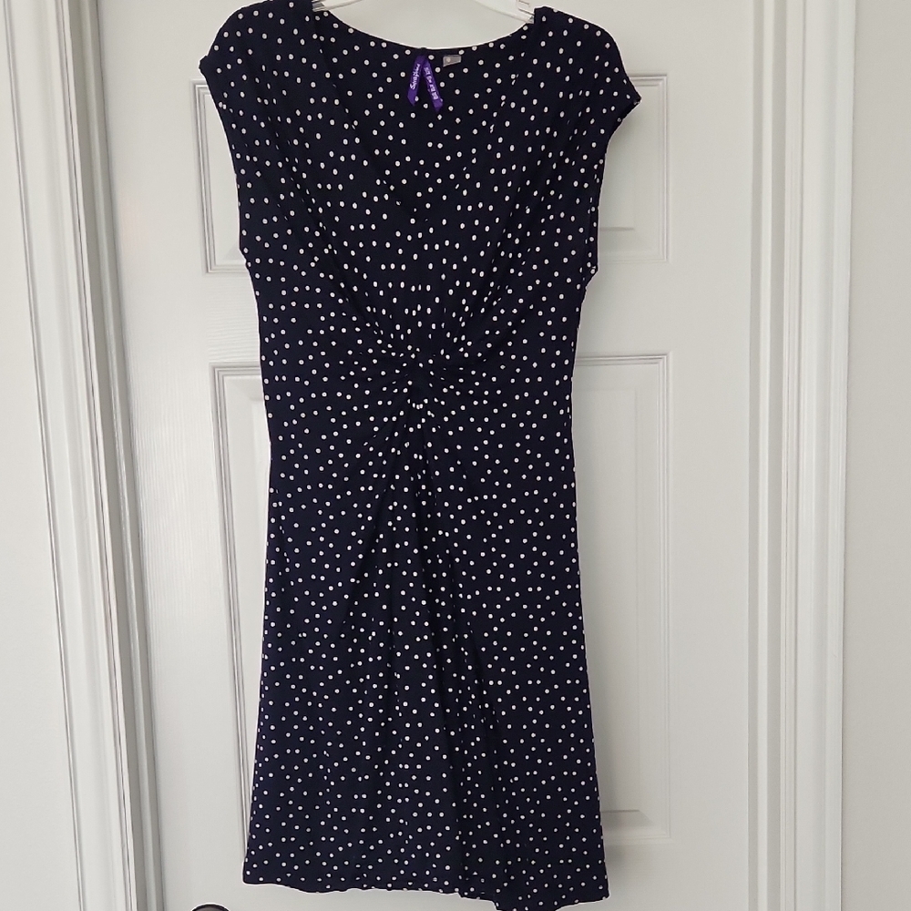Seraphine Navy Dot Empire Detail Maternity Dress